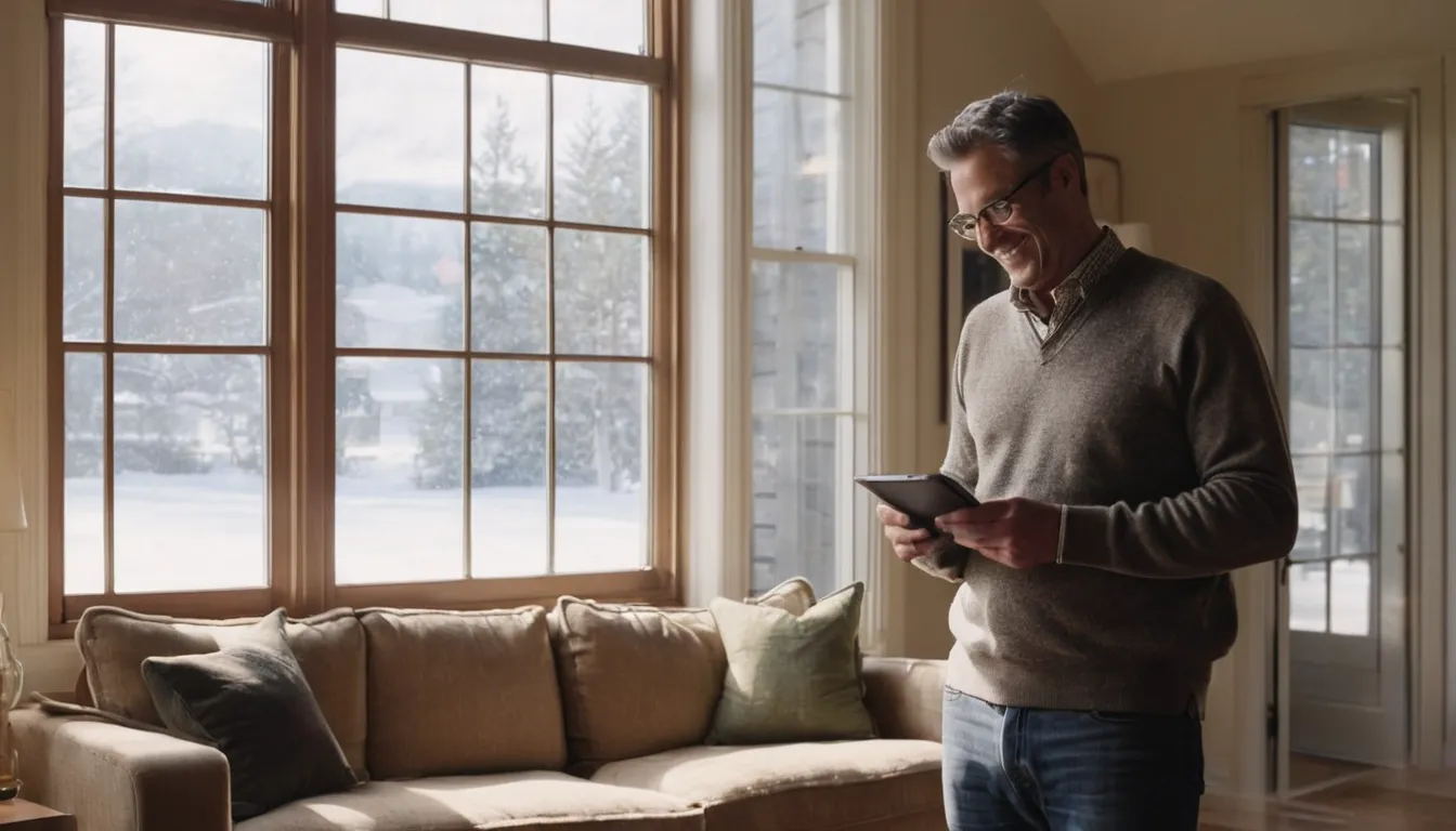 A homeowner in Woodbury photographing a window frame before asking for a quote